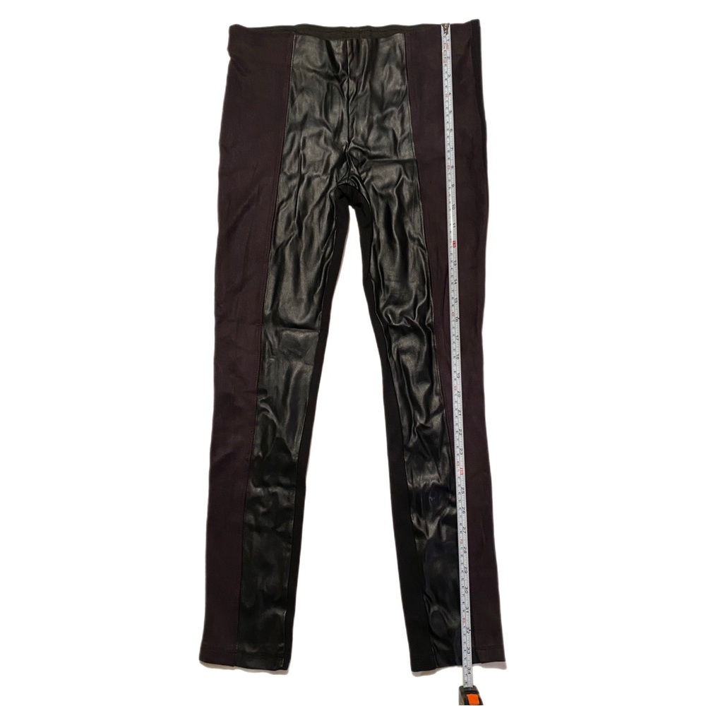 Zara leggings skinny stretchy pants, faux leather in front, size M, Black